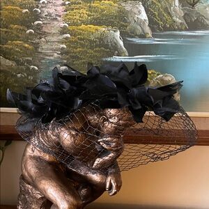Vintage floral hair fascinator veil headpiece gothic black witchy